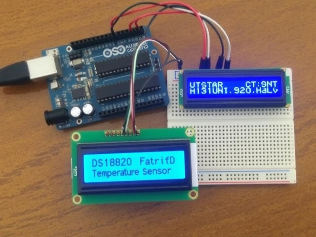 nterfacing DS18b20 Temperature sensor with Arduino + LCD to measure in Celsius and Fahrenheit Что такое датчик DS18B20? фото