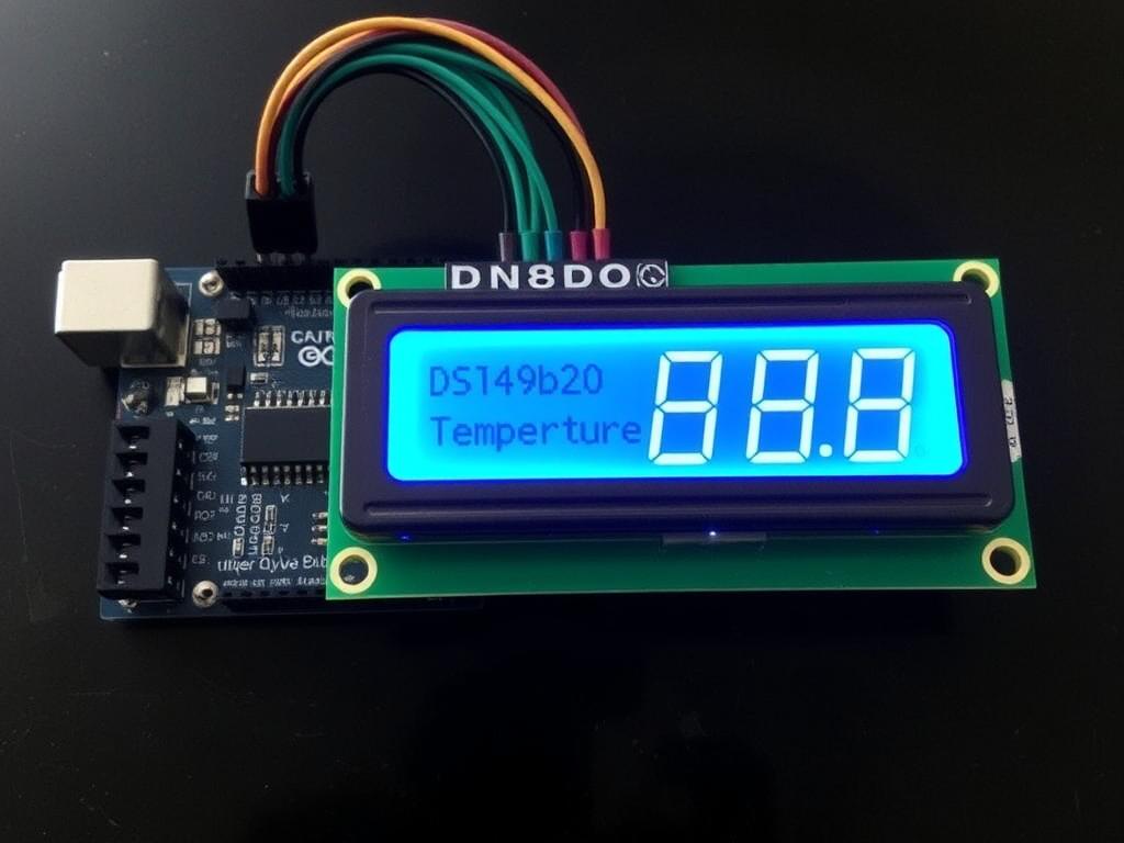 nterfacing DS18b20 Temperature sensor with Arduino + LCD to measure in Celsius and Fahrenheit Пояснение кода фото