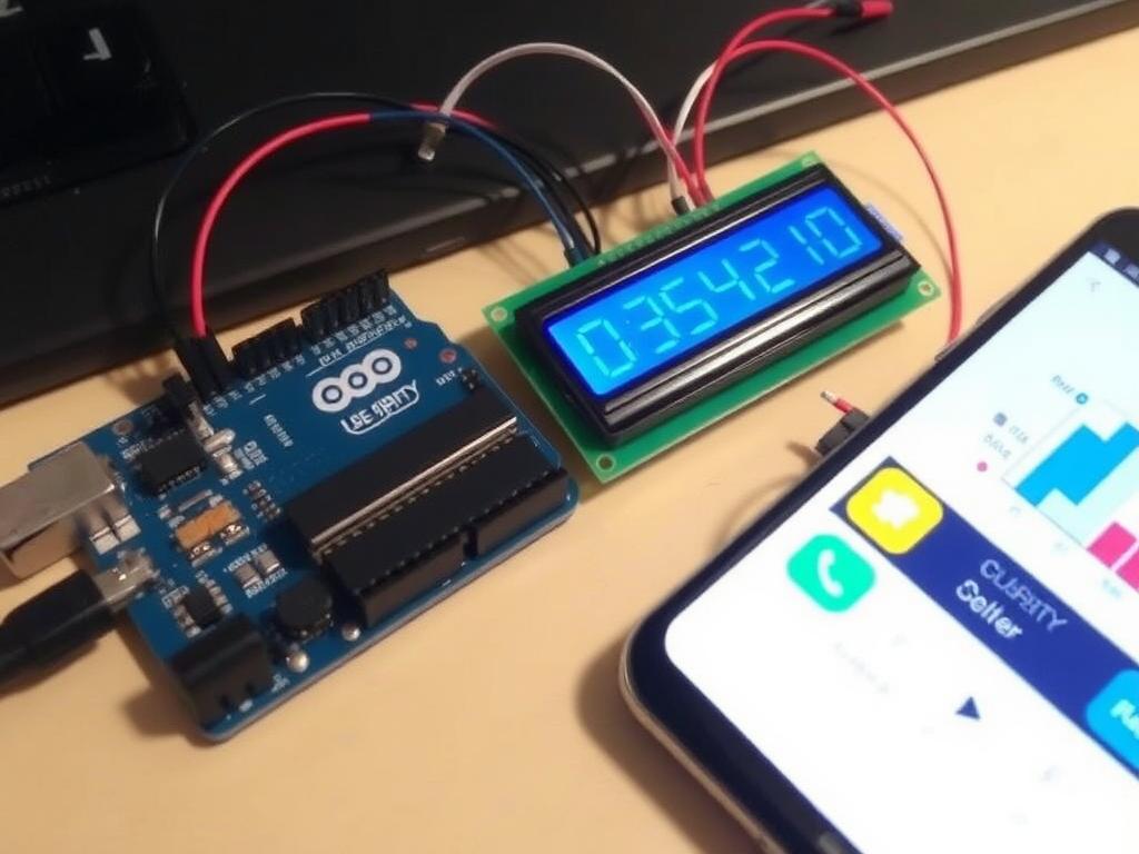 nterfacing DS18b20 Temperature sensor with Arduino + LCD to measure in Celsius and Fahrenheit Интеграция с мобильным приложением фото