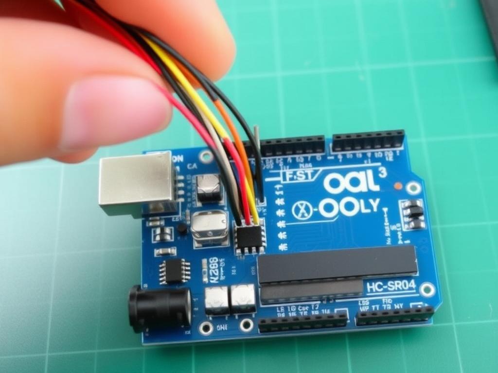 ow to use HC-SR04 ultrasonic module with Arduino to measure distance in cm and inch Подключаем провода фото